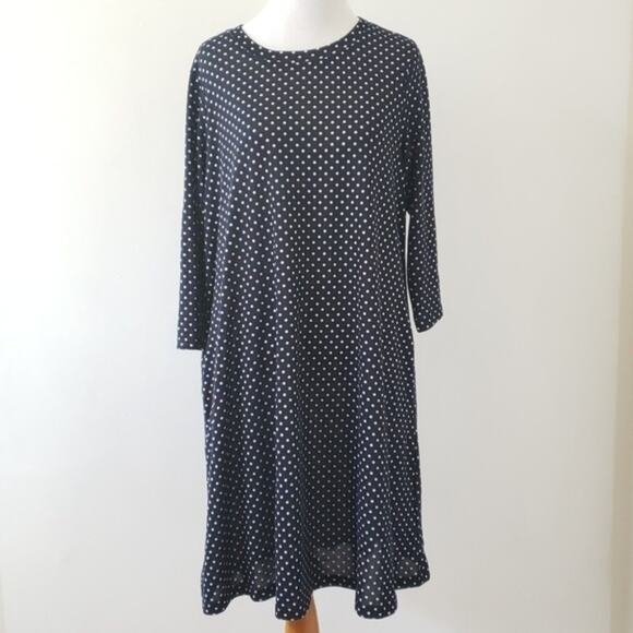 Shein Polka Dot Shift Dress Black White Crew Neck Women 2X - Picture 1 of 7